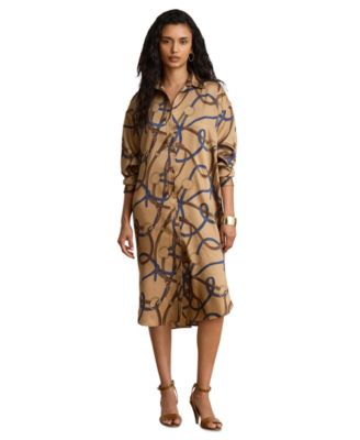 Женское платье миди Lauren Ralph Lauren Belting Print Collared