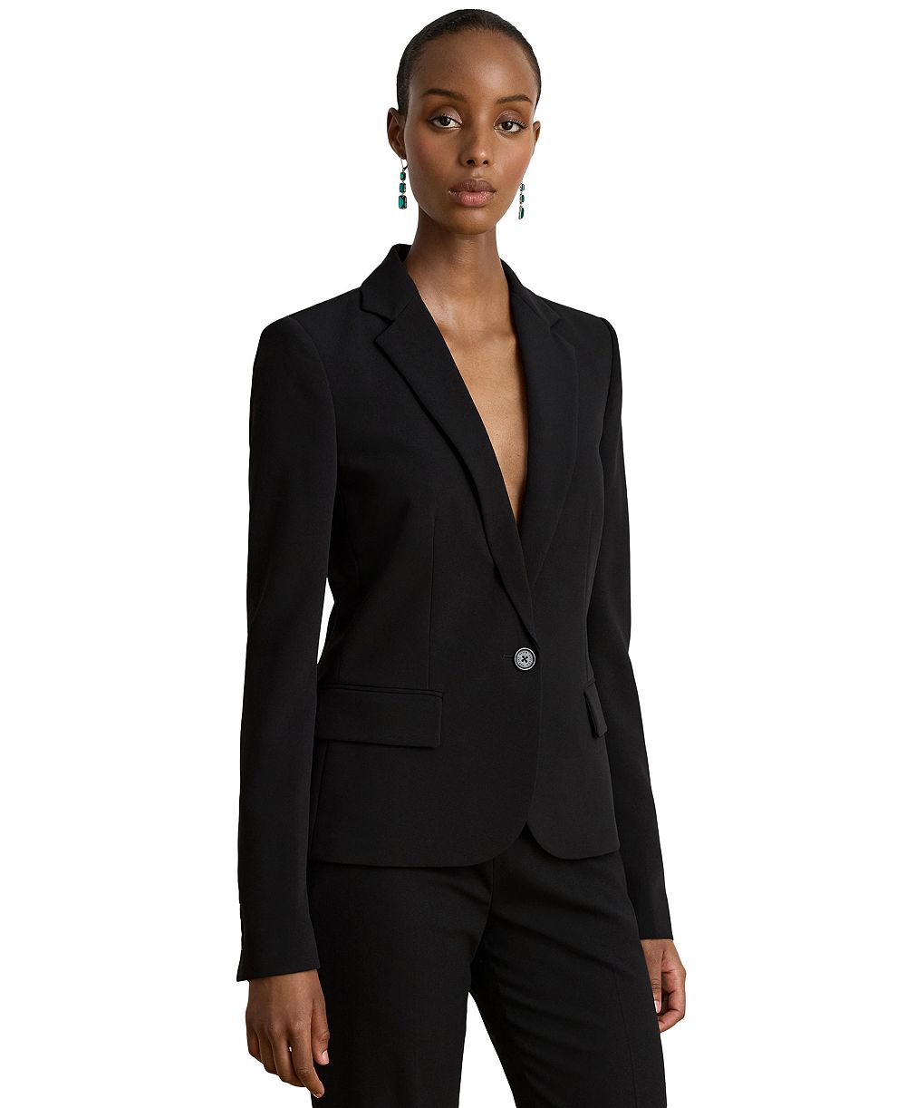 Lauren Ralph Lauren Women's City Crepe Slim-Fit Single-Button Stretch Blazer