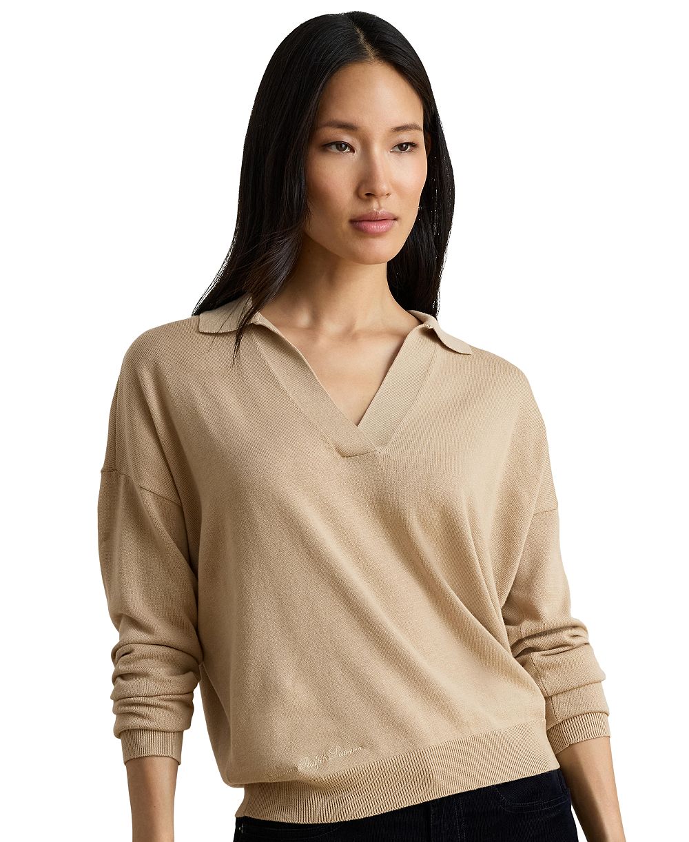 Lauren Ralph Lauren Women's Long Sleeve Polo Ribbed Sweater