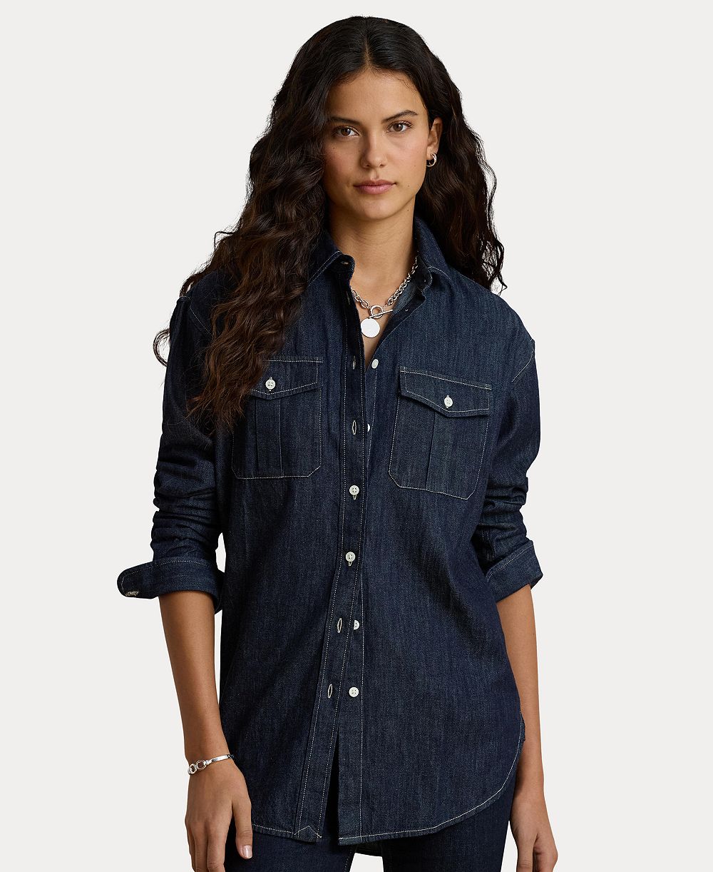 Женская джинсовая рубашка Lauren Ralph Lauren Long-Sleeve Point Collar Relaxed-Fit