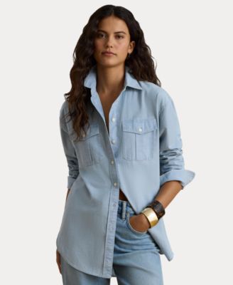 Женская рубашка Lauren Ralph Lauren Chambray с длинным рукавом на пуговицах