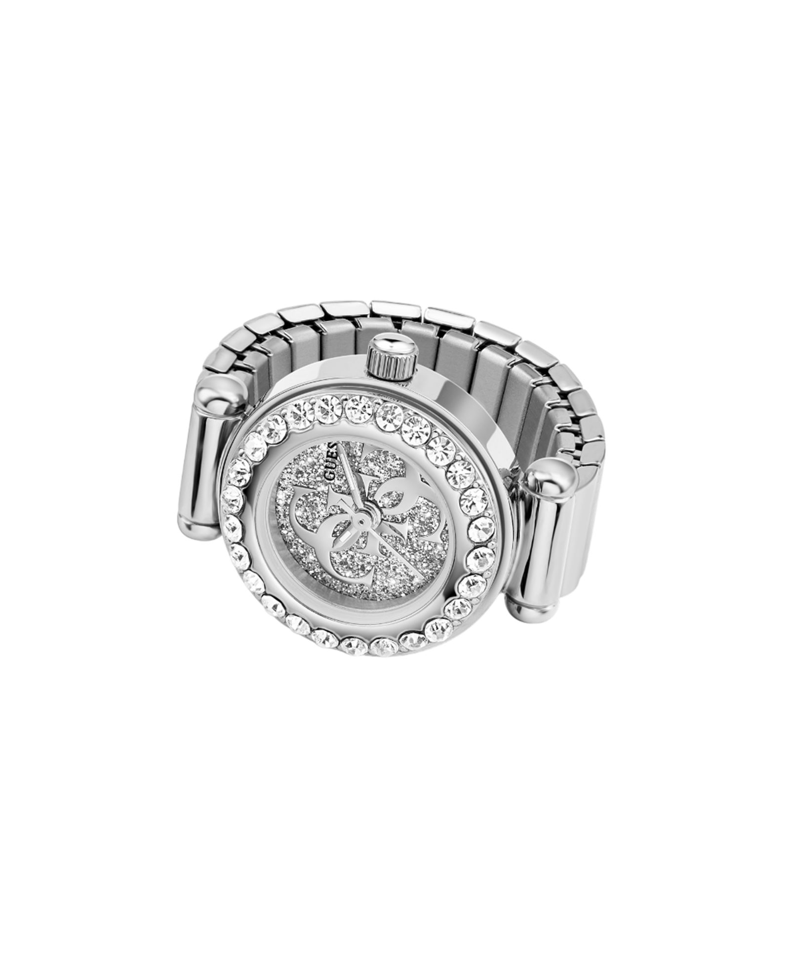 Женские аналоговые часы-кольцо GUESS Glitz Silver-Tone Stainless Steel, 18mm