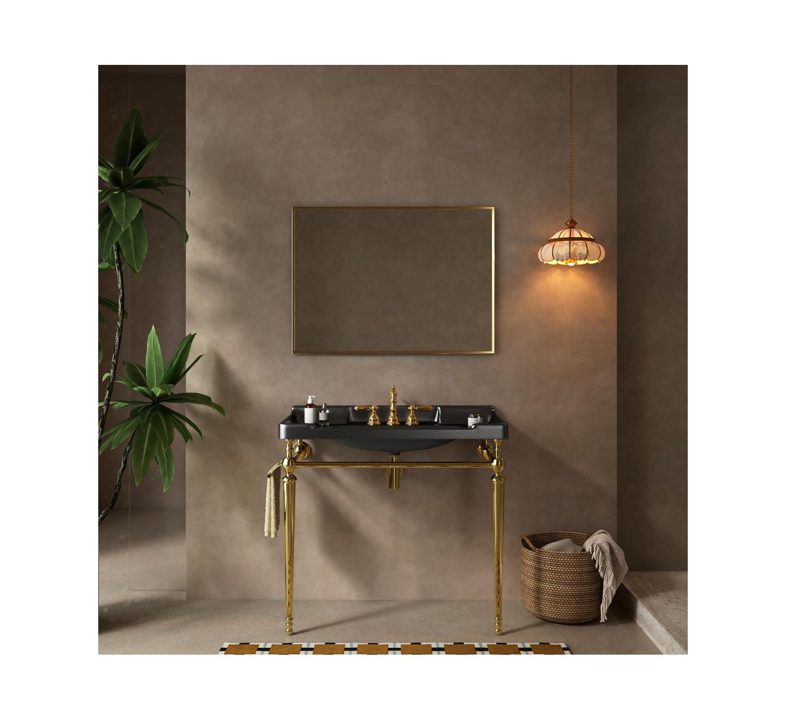 Sillysis 36" Bathroom Console Sink with Ceramic Vanity, Wall Mounted Basin & Stainless Steel Legs, Towel Bar Included
