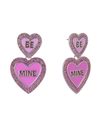Hallmark Be Mine Pink Enamel Conversation Heart Earrings