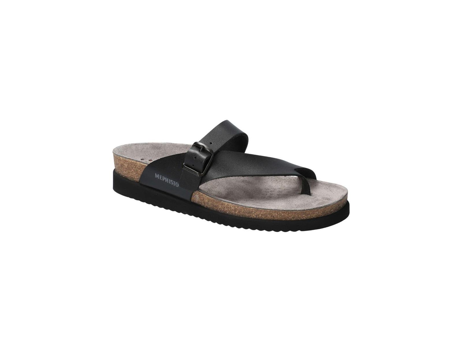 MEPHISTO Women's Helen Classics Sandal Black Waxy Leather