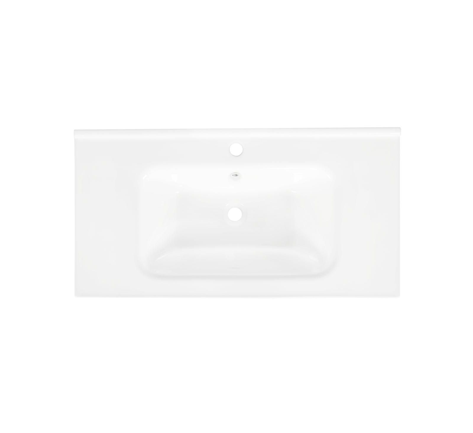Sillysis 35.6" Rectangular Ceramic Bathroom Sink, Modern Vessel Basin with Overflow for Vanity Countertop