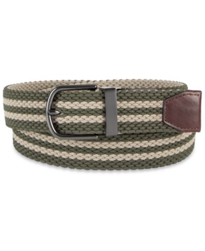 35MM Cole Haan Men's Two-In-One Reversible Striped Stretch Web Belt