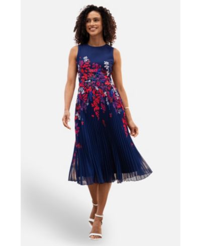 Yumi Women's Printed Pleated Midi Dress