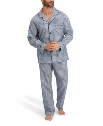Hanes Мужской Woven Button Down Pajama Sleep Set