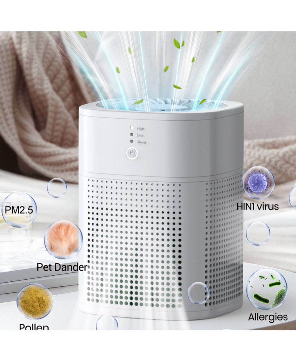 HEATDAZ Air Purifiers for Bedroom, Room Air Purifier HEPA Filter for Smoke, Allergies, Pet Dander, Small Air Purifier with Sleep Mode, White, 1 Pack