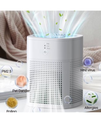 HEATDAZ Air Purifiers for Bedroom, Room Air Purifier HEPA Filter for Smoke, Allergies, Pet Dander, Small Air Purifier with Sleep Mode, White, 1 Pack