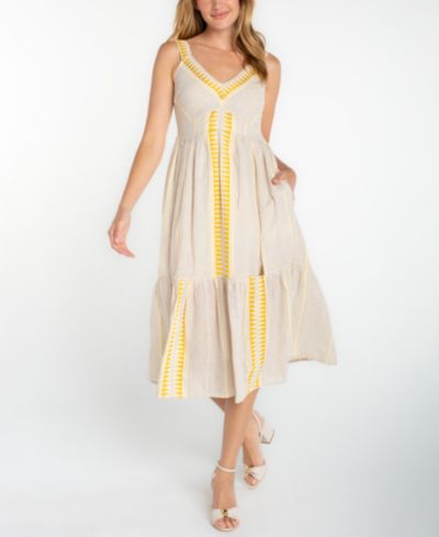 Liverpool Los Angeles Petite Sleeveless V-Neck Midi Dress