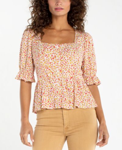 Liverpool Los Angeles Блузка Petite Square Neck Puff-Sleeve