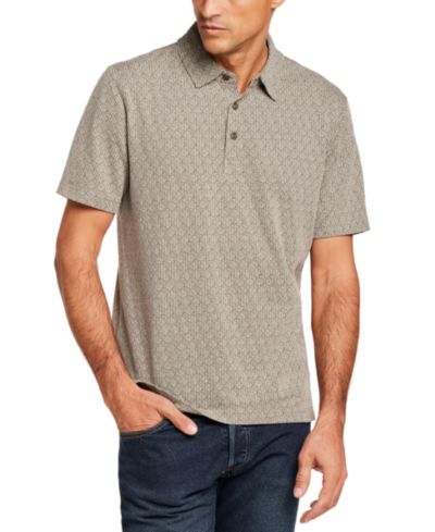 Weatherproof Vintage Men's Short-Sleeve Diamond Jaquard Polo Shirt