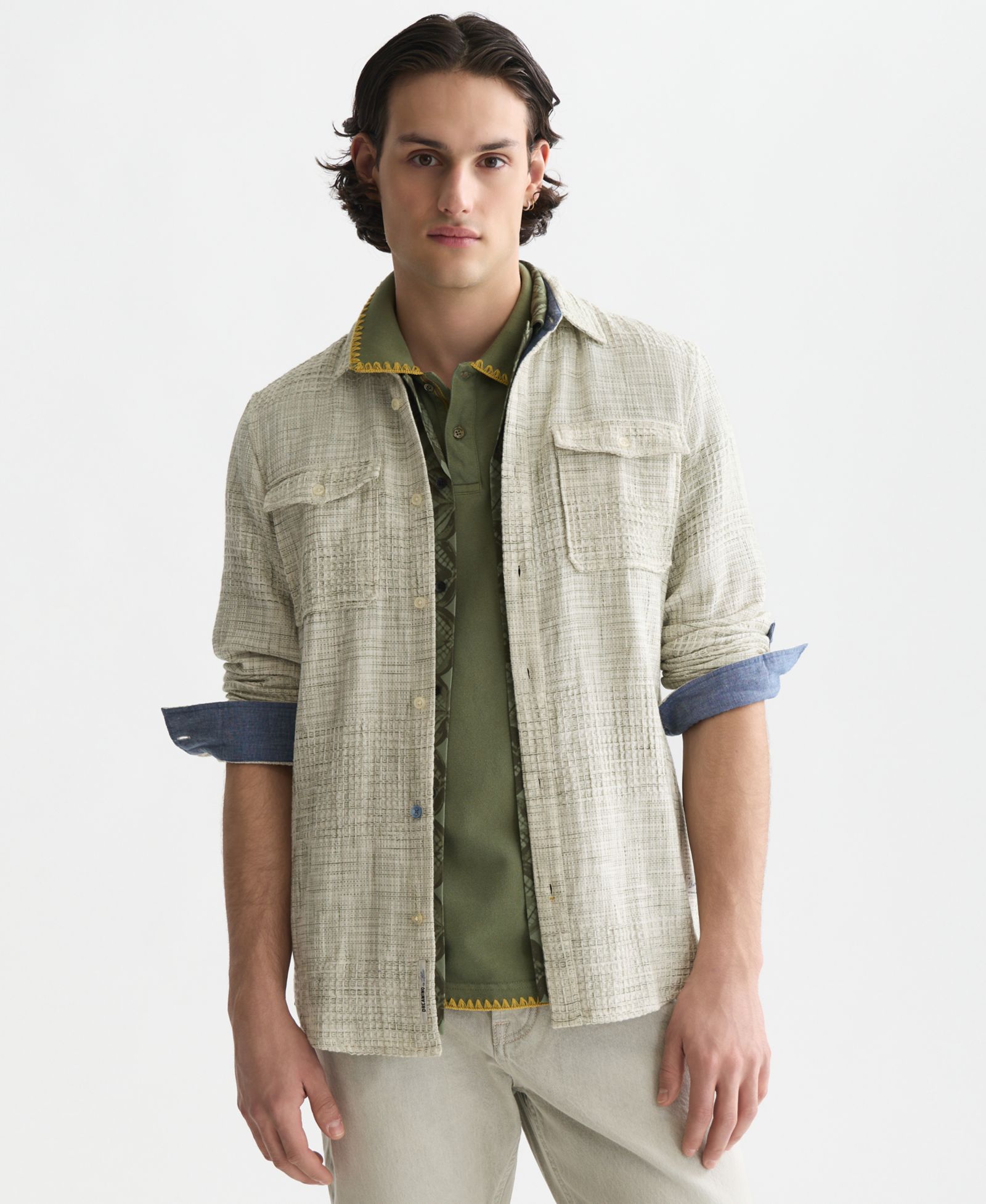 SCOTCH & SODA Men's Cotton Melange Waffle Button-Down Shirt