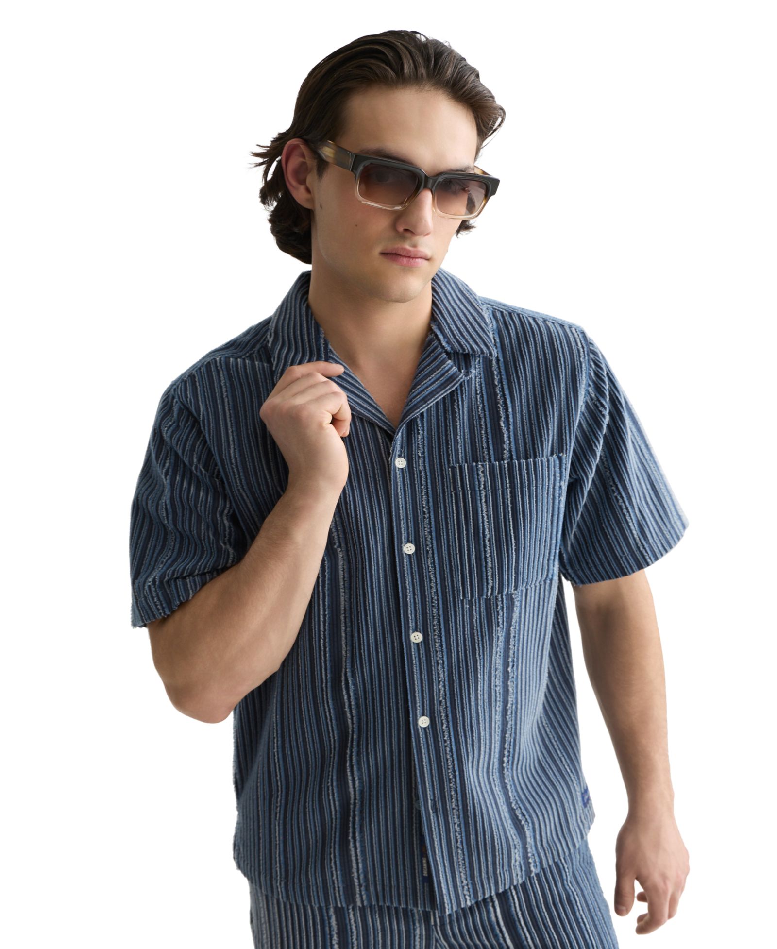 SCOTCH & SODA Men's Short-Sleeve Striped Collared Shirt
