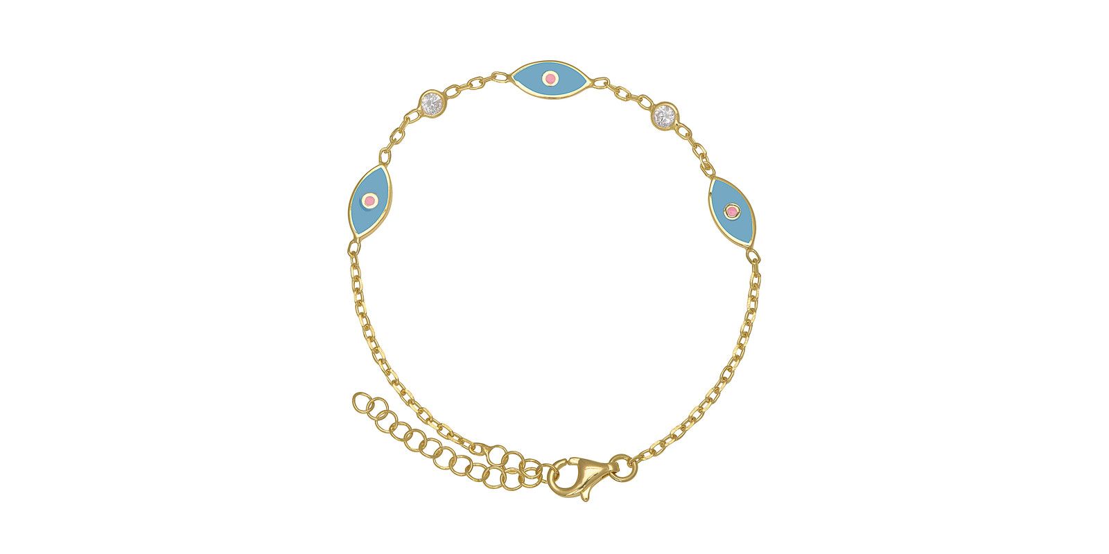 Lily Nily Детский браслет с эмалью Evil Eye и цирконием, 14K Gold over Sterling Silver, синий