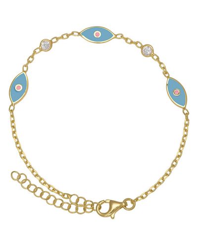 Lily Nily Детский браслет с эмалью Evil Eye и цирконием, 14K Gold over Sterling Silver, синий