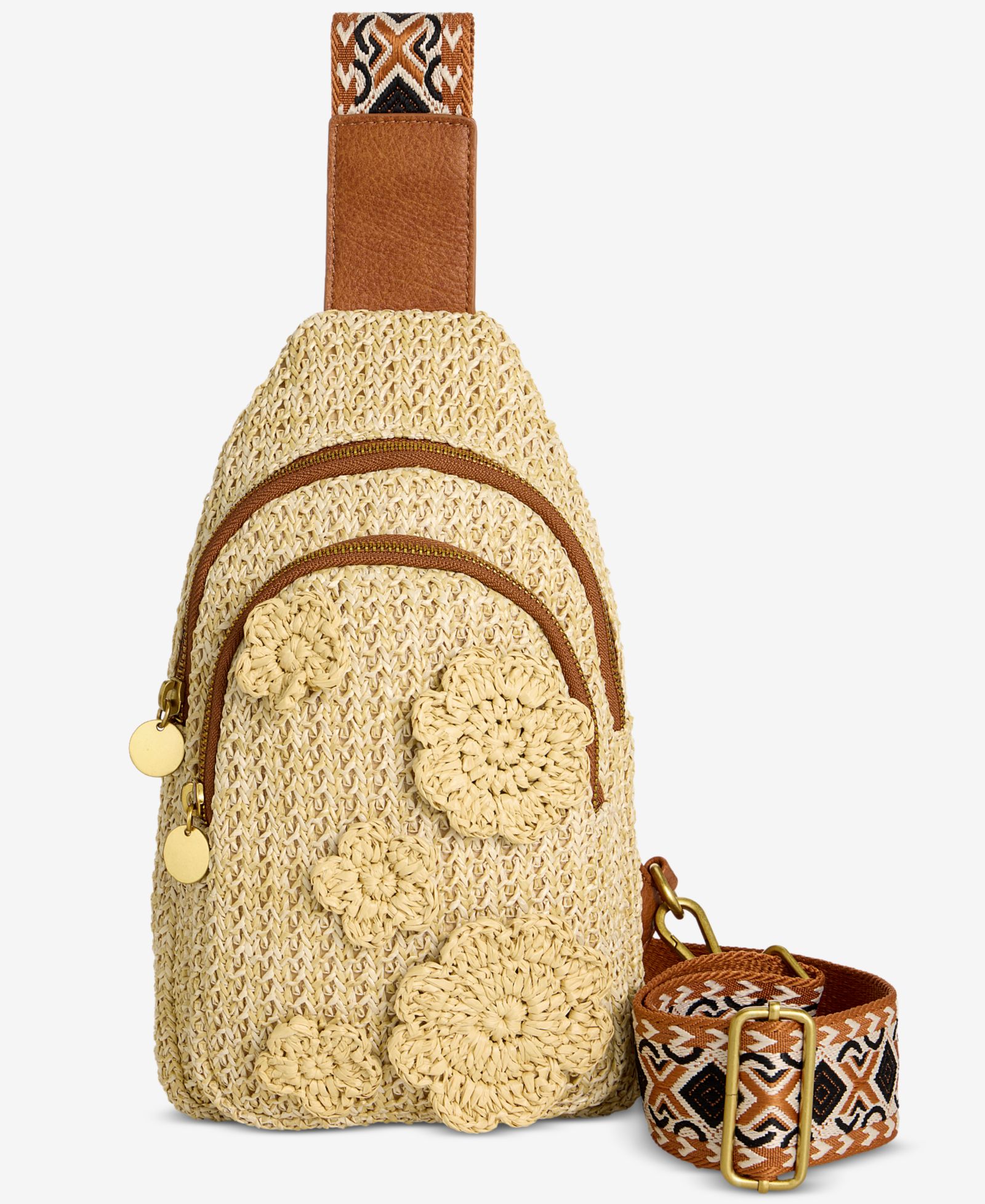 Сумка-слинг Style & Co Floral Straw Applique