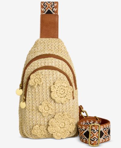 Style & Co Floral Straw Applique Sling, Exclusively at Macy's