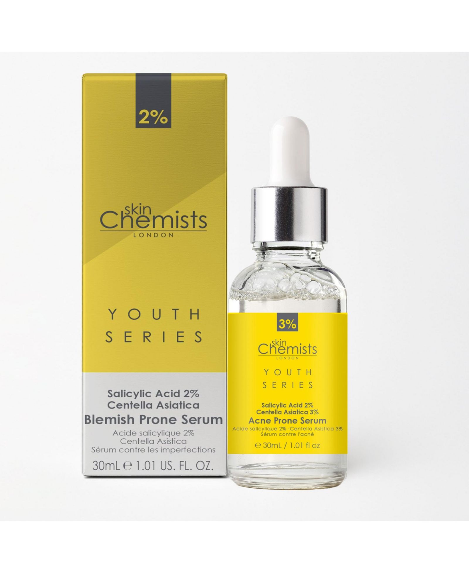 skinChemists Anti-Aging Acne Prone Serum Salicylic Acid 2%, Centella Asiatica 3% 30ml