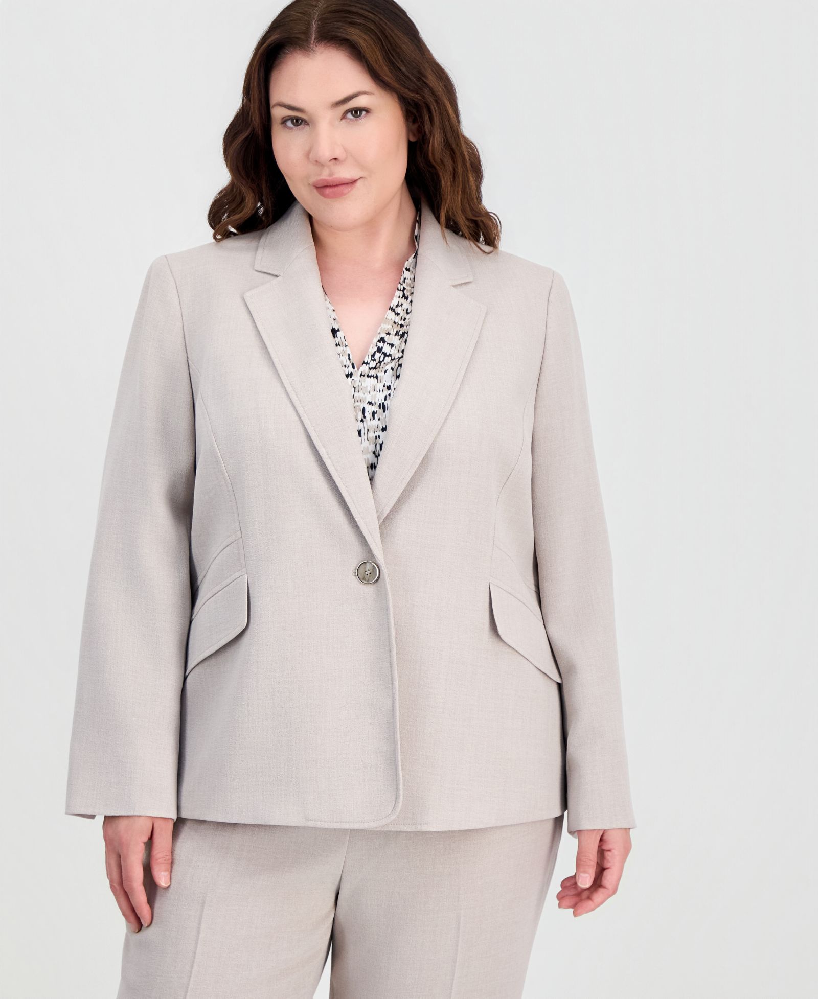 Kasper Plus Size Notched-Lapel Single-Button Blazer