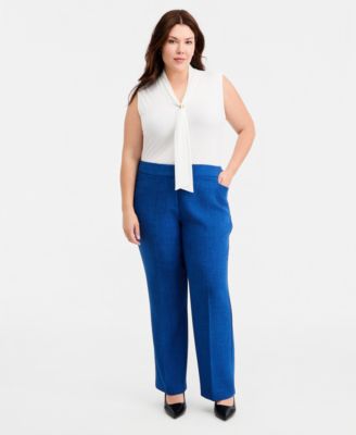 Kasper Plus Size L-Pocket Straight Leg Pants