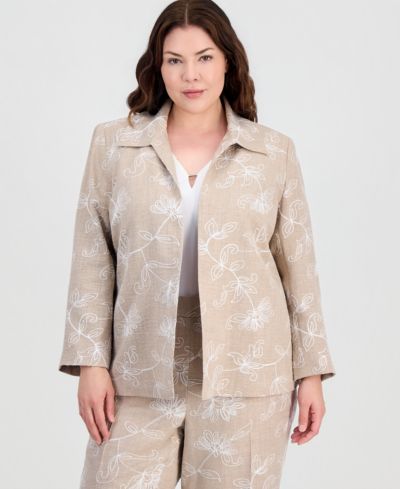 Kasper Plus Size Boxy Collared Jacket