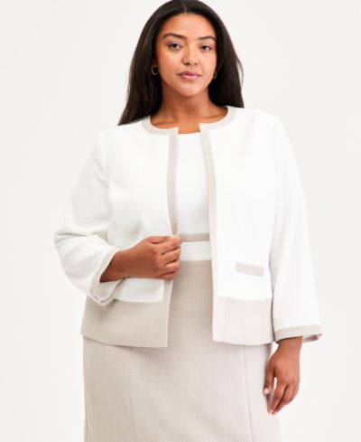 Kasper Plus Size Colorblocked Cardigan Jacket
