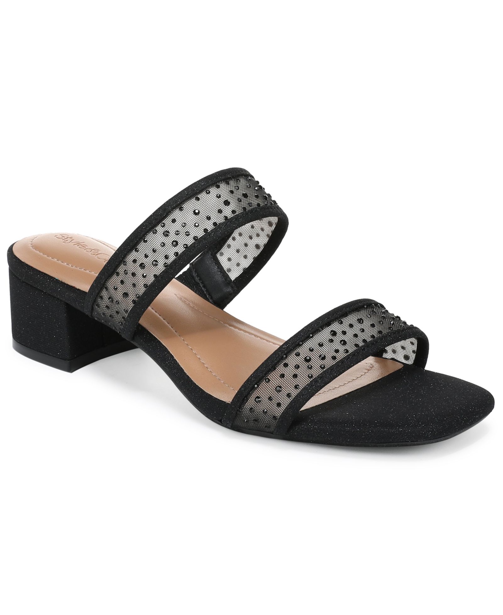 Style & Co Women's Violettt Two Band Mesh Evening Slip-On Sandals, Macy's Exclusive