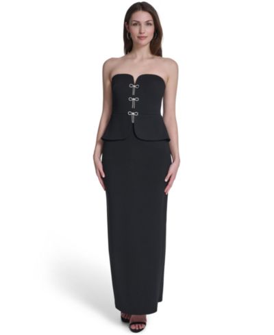 Eliza J Women's Strapless V-Neck Peplum Gown