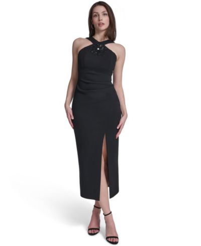 Eliza J Women's Slit Halter Neck Midi Dress