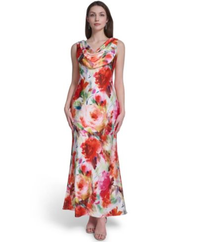 Eliza J Women's Sleeveless Drape Cowl Neck Gown