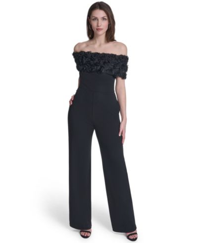 Женский комбинезон Eliza J Women's Off-The-Shoulder с коротким рукавом
