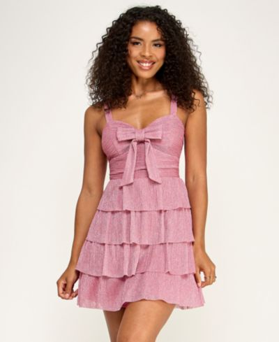 Женское миди-платье Emerald Sundae Juniors' Pleated Lurex Sweetheart Neck