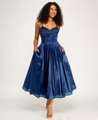 Emerald Sundae Juniors' Sweetheart Neck Flared Midi Dress