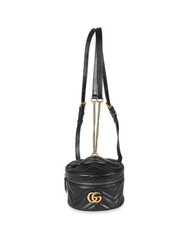 Рюкзак Gucci Black Calfskin Matelasse Mini GG Marmont Round