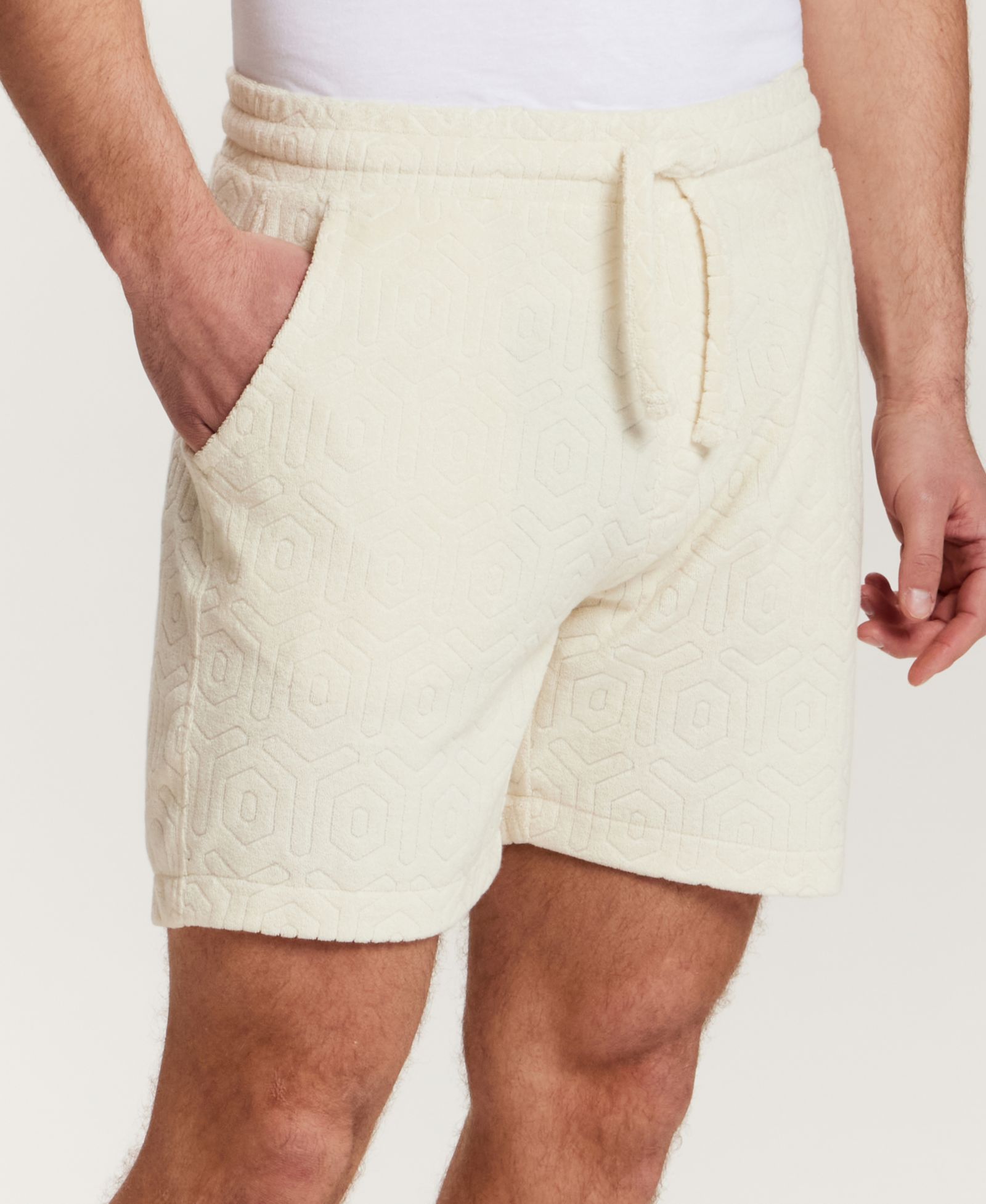 Vintage & Black Men's Geometric Terry Knit Drawstring Shorts