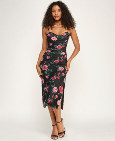 Emerald Sundae Juniors' Printed Sweetheart Neck Midi Dress