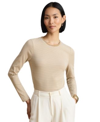 Женская футболка с длинным рукавом и рифленым трикотажем в полоску от Lauren Ralph Lauren