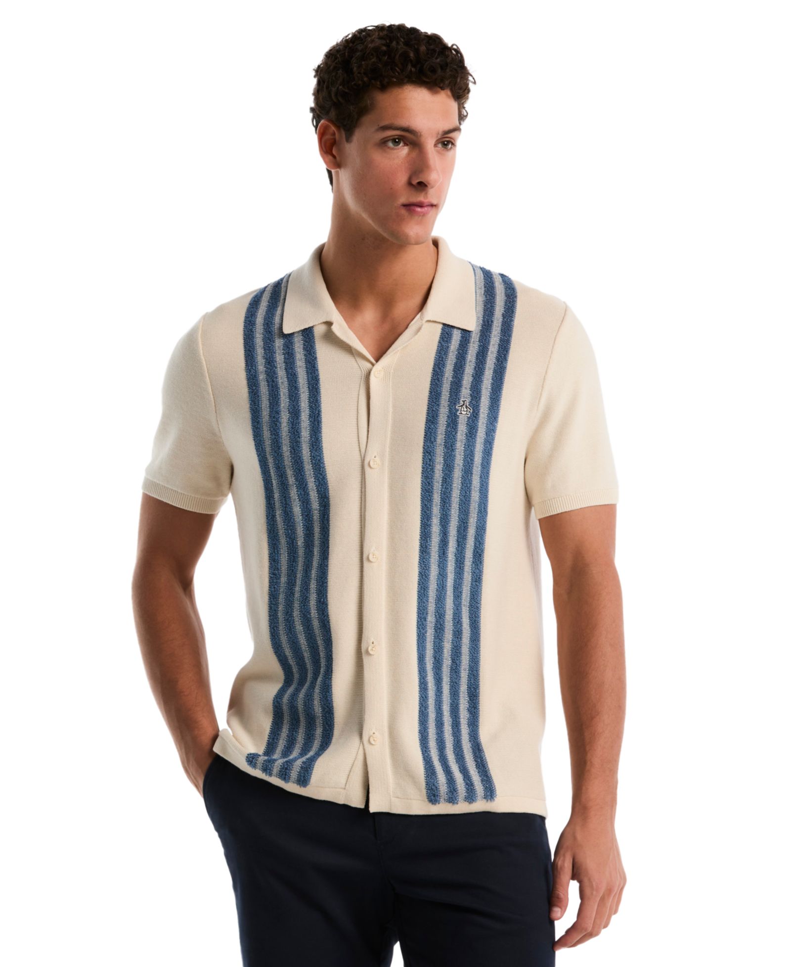 Original Penguin Men's Plush Vertical Stripe Shirt