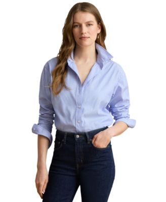 Lauren Ralph Lauren женская рубашка с длинным рукавом и пуговицами из хлопка, свободный крой
