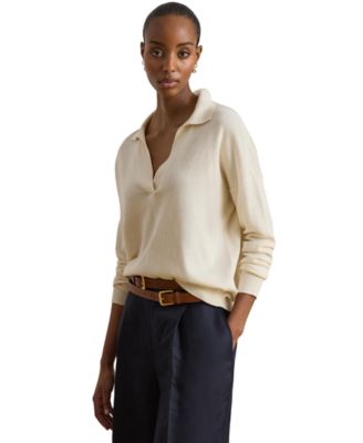 Женский свитер Lauren Ralph Lauren с длинным рукавом и вырезом поло V-Neck