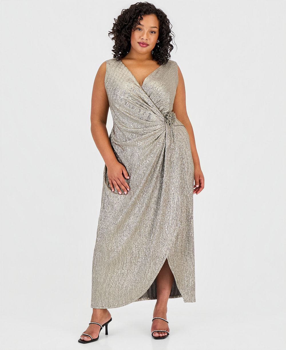 Женское платье Connected Plus Size Sleeveless Surplice с цветочным декором
