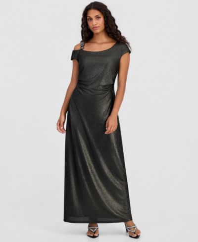 Connected Petite Jacquard Asymmetric Dolman-Sleeve Sheath Dress