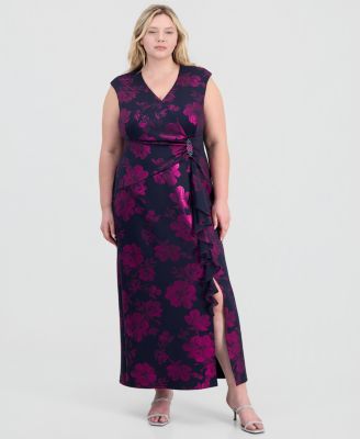 Платье Connected Plus Size Ruffled Brooch-Embellished