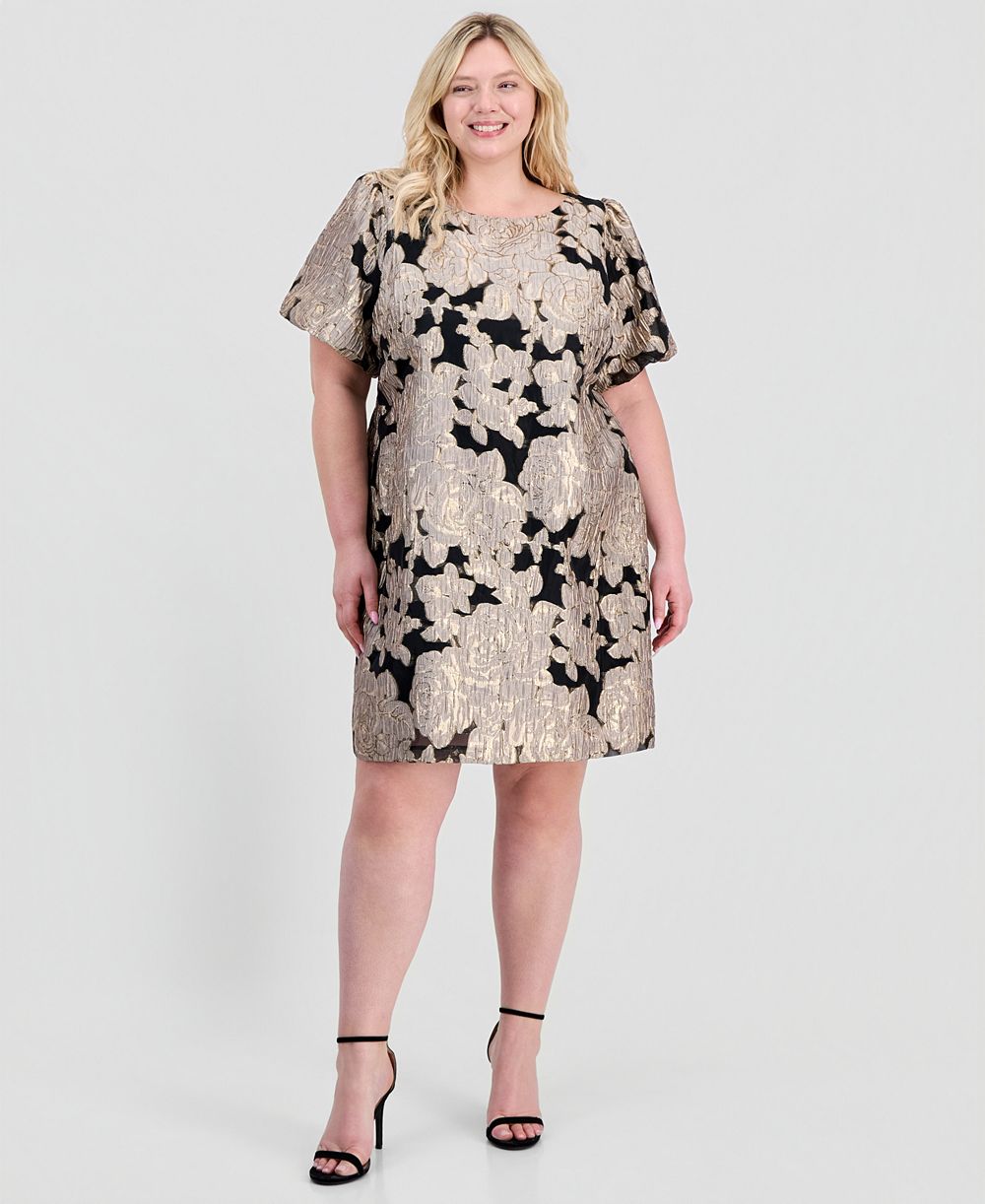 Connected Plus Size Jacquard Sheath Dress