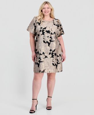 Connected Plus Size Jacquard Sheath Dress