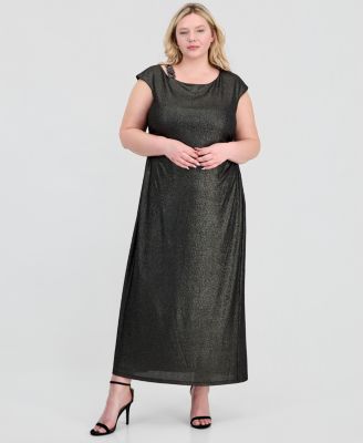 Connected Plus Size платье Metallic с коротким рукавом