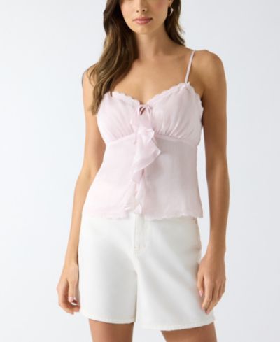 GUESS Women's Sleeveless Saisha Babydoll Top